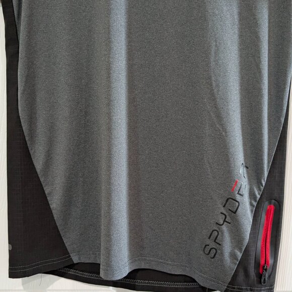 Spyder Active Men's Color Block Sport Top Small, Black Gray with Red Accents - Picture 5 of 11